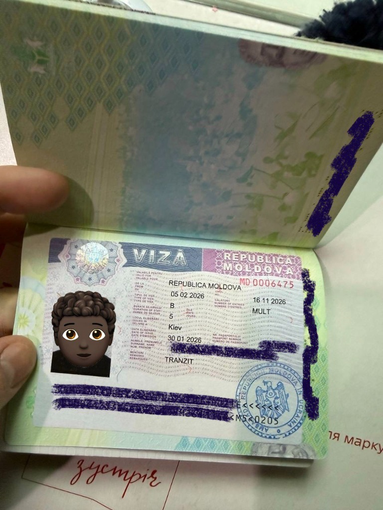 Moldova Sticker Visa Example
