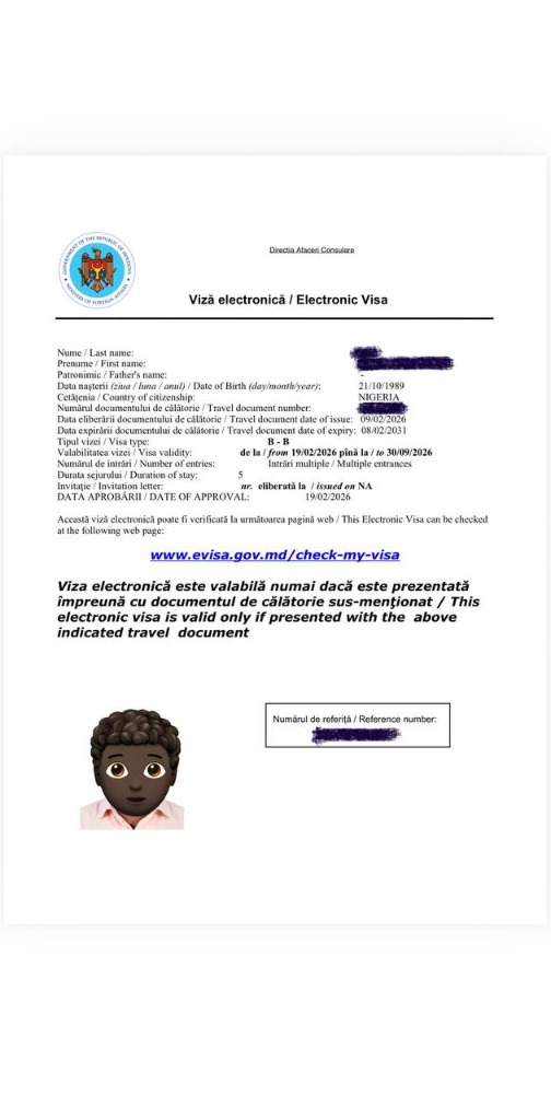 Moldova electronic visa Example 3