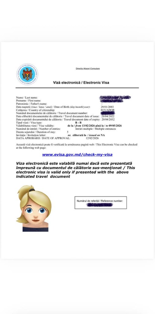 Moldova electronic visa Example 1